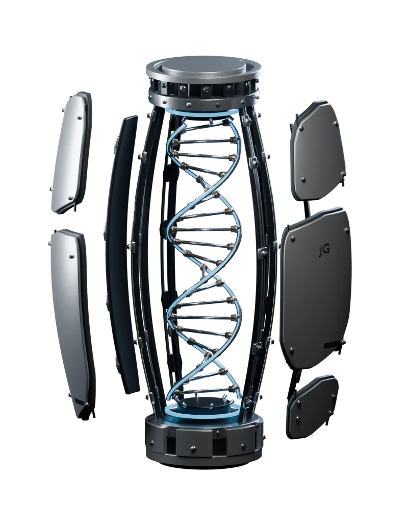 Mechanical capsule with a DNA-inspired core